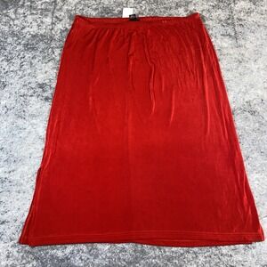 New Maggie Barnes Skirt Women's 2X Red‎ Pull-On Elastic Waist Stretch Career